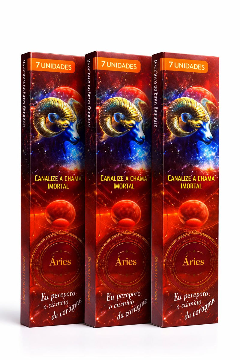 Incenso do Signo de Áries - Caixa com 7 varetas - Casa da Bruxa