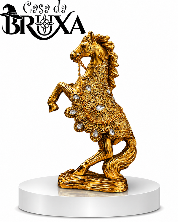 CAVALO DOURADO COM PINGO DE LUZ
