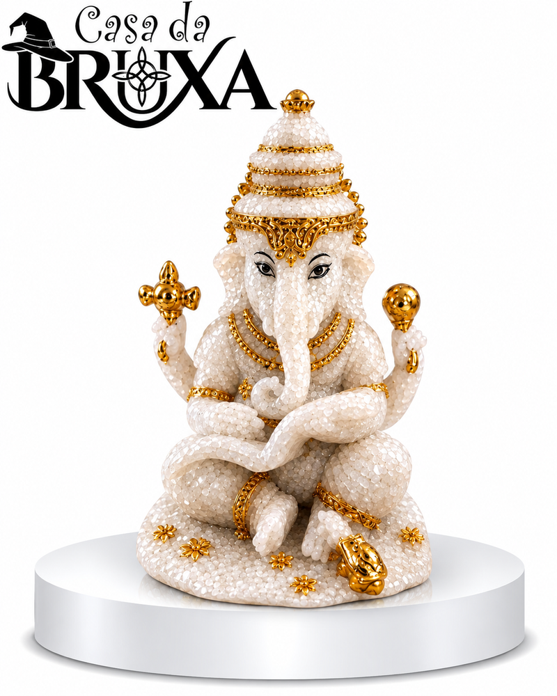ELEFANTE GANESHA COM FIO DE OURO
