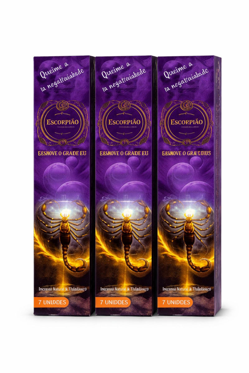 Incenso do Signo de Escorpião - Caixa com 7 varetas - Casa da Bruxa