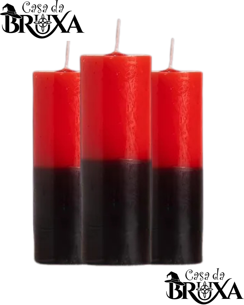 VELA 7 DIAS BICOLOR VERMELHA E PRETA